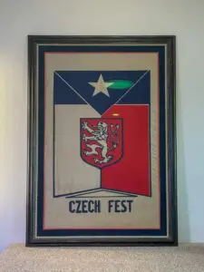 Vintage Czech Fest poster in ornate custom frame