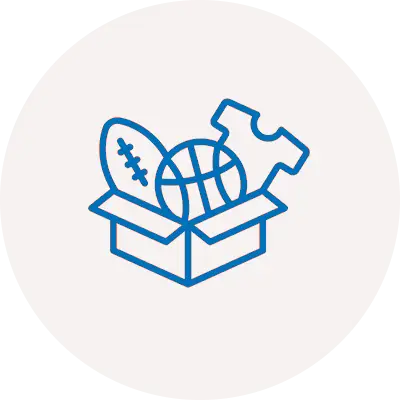 Open box with sports gear icon