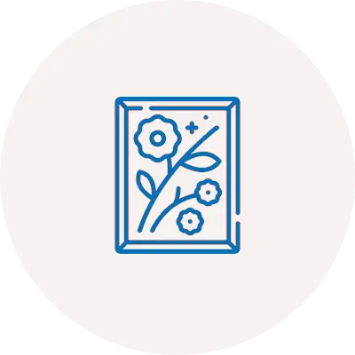 Blue framed floral artwork icon
