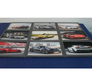 Luxury sports car photo collage framed as modern wall art